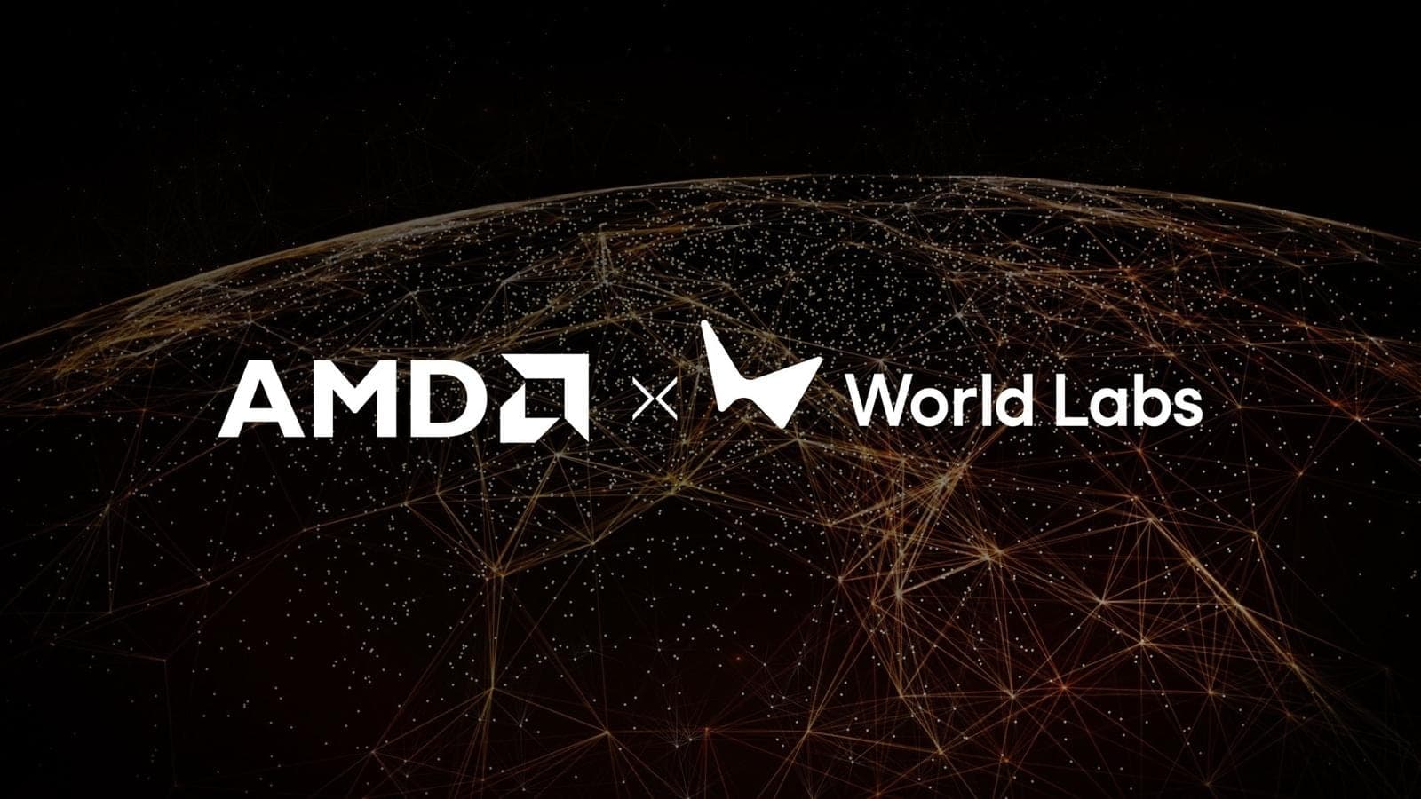 Логотип AMD и иллюстрация, связанная с покупкой исследовательской лаборатории World Labs