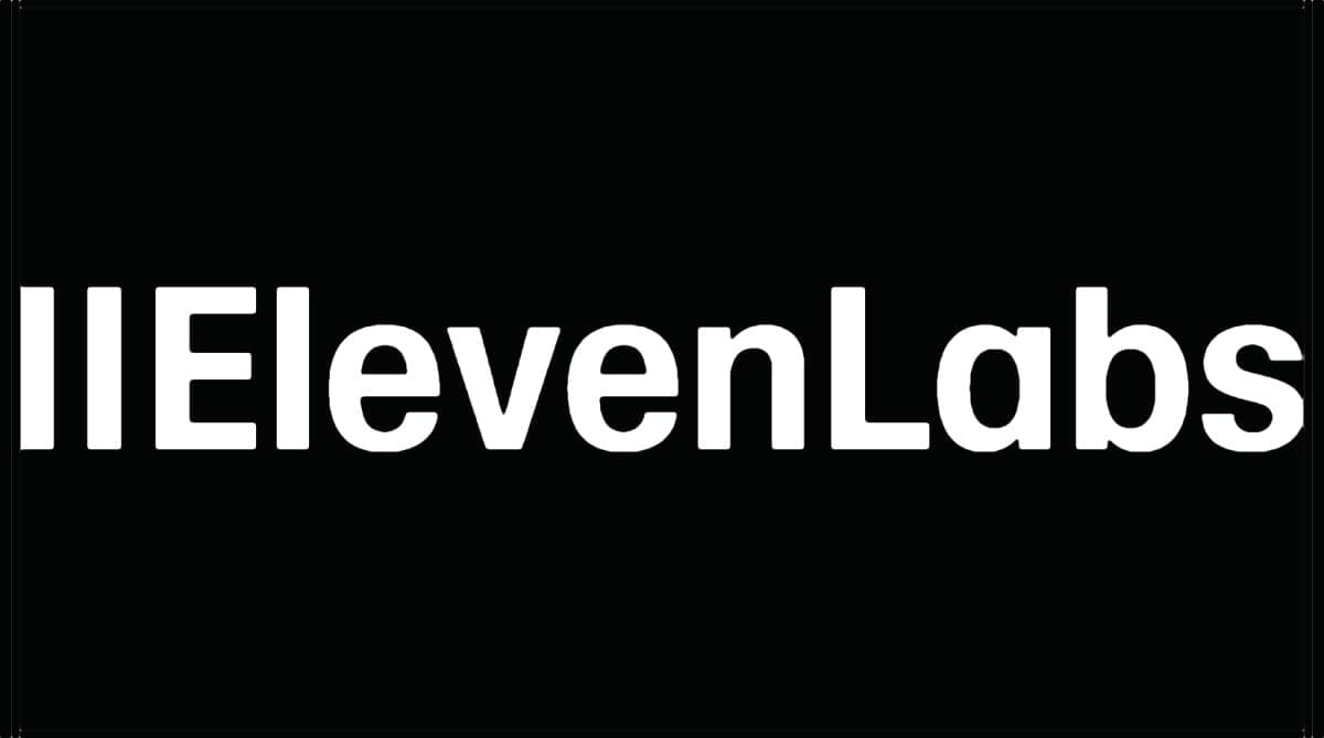 Логотип ElevenLabs на фоне абстрактной звуковой волны